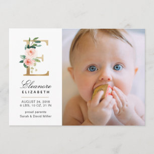 Faire-part de naissance monogramme