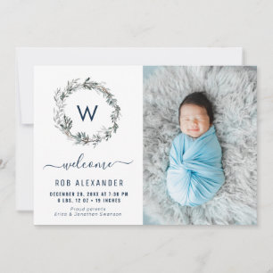 faire-part de naissance monogramme des couronnes