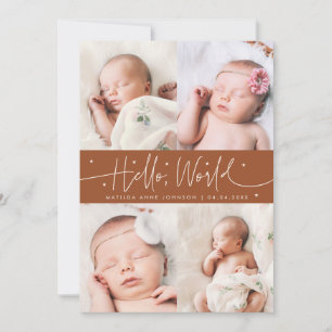 Faire-part de naissance multi-photo Terracotta Hel
