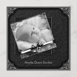 Faire-part de naissance noir élégant de photo de