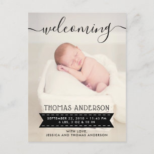 Faire-part de naissance noir et blanc tendance