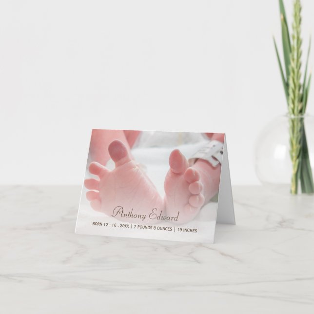 Faire-part de naissance nouveau-né de pieds de (Devant)