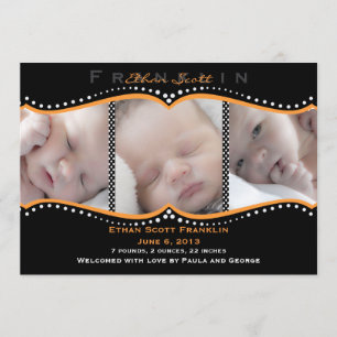 Faire-part de naissance orange de photo de point