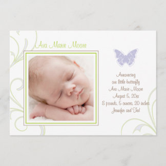 Faire-part de naissance Papillon Violet