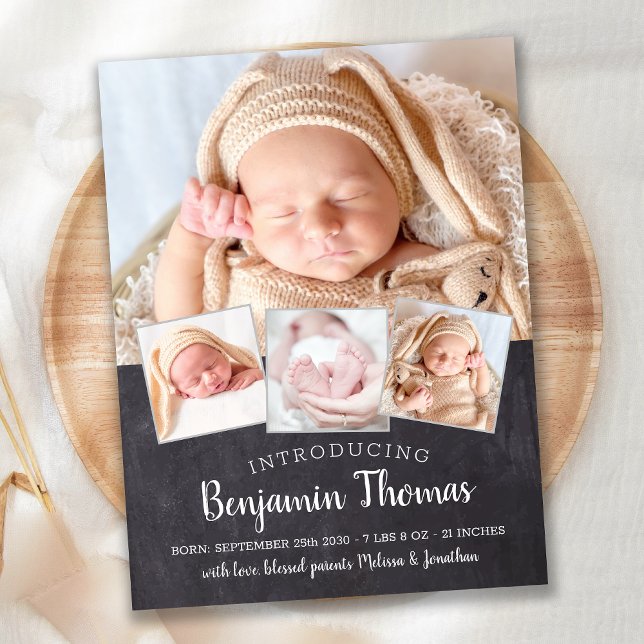 Faire-part de naissance personnalisé avec 4 photos (Créateur téléchargé)