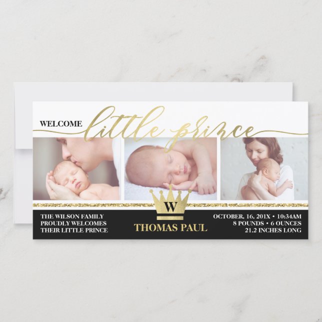 Faire-part de naissance, Petit Prince, Faux Gold F (Devant)