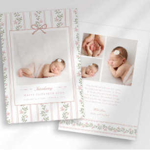 Faire-part de naissance photo avec nœud floral int