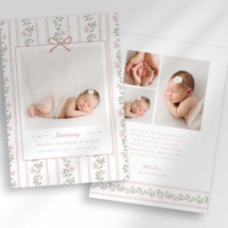 Faire-part de naissance photo avec nœud floral int