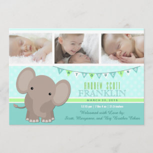Faire-part de naissance photo Baby Boy Elephant