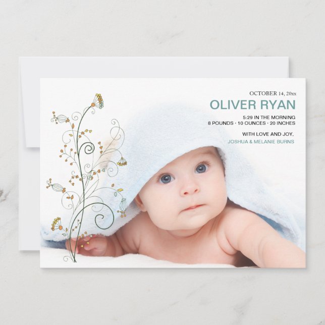 Faire-part de naissance photo Baby Vines (Devant)