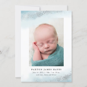 Faire-part de naissance photo Blue Silver Cloud Ba