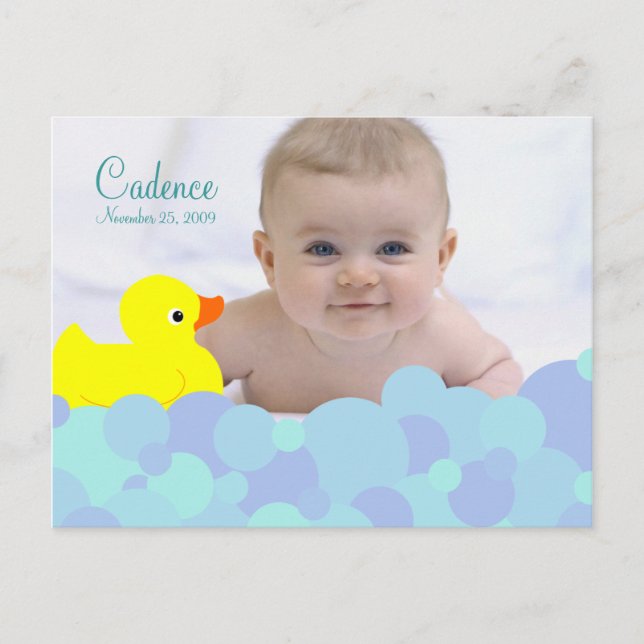 Faire-part de naissance photo Buble Bath (Devant)