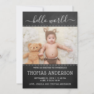 Faire-part de naissance photo Chalkboard tendance