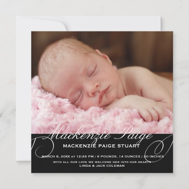 Faire-part de naissance photo Dainty Etching (Devant)