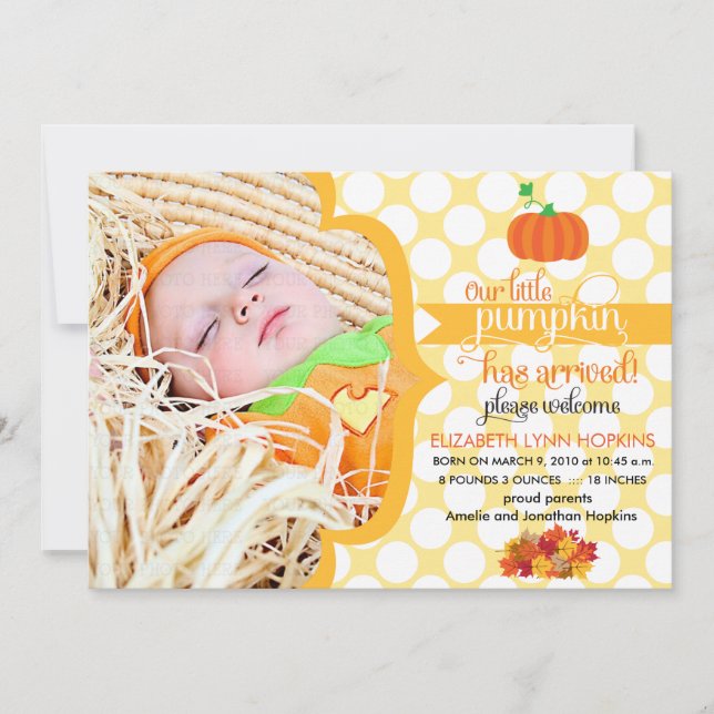 Faire-part de naissance photo de Fall Little Citro (Devant)