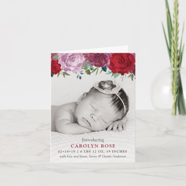 Faire-part de naissance photo de fleurs florales r (Devant)