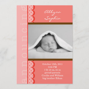 Faire-part de naissance photo de la petite fille