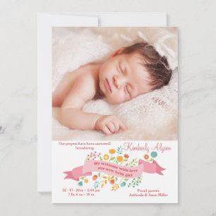 Faire-part de naissance photo de minuscules fleurs