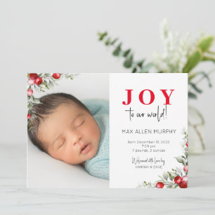 Faire-part de naissance photo de Noël pour bébé