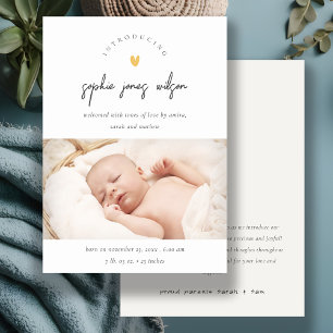 Faire-part de naissance photo de script cardiaque 