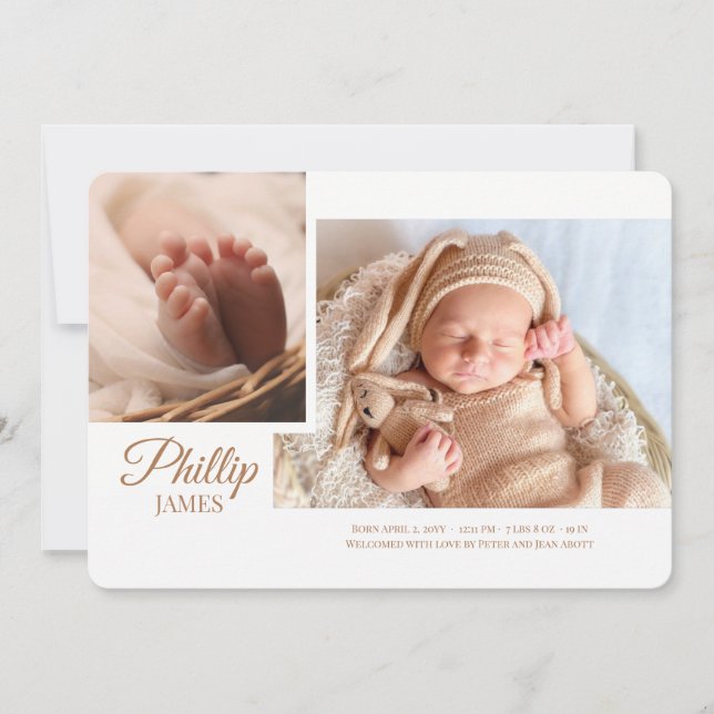 Faire-part de naissance photo de script de démonst (Devant)