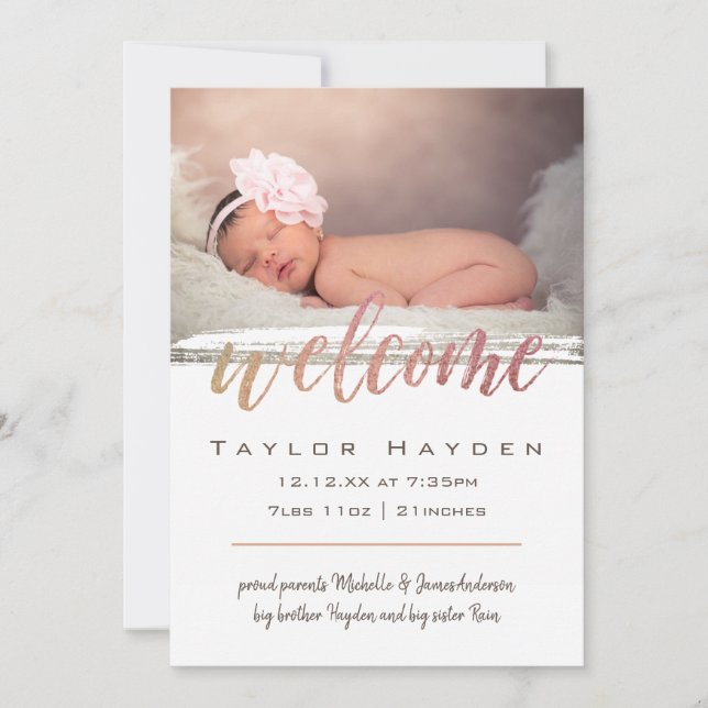 Faire-part de naissance photo de script moderne (Devant)