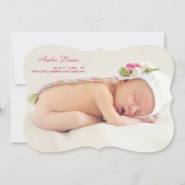 Faire-part de naissance photo double face pour fil (Devant)