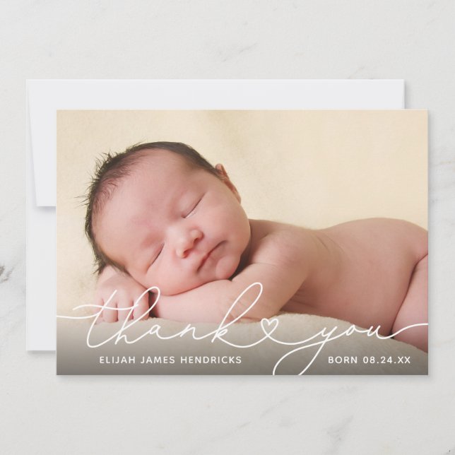 Faire-part de naissance photo en Merci doux (Devant)