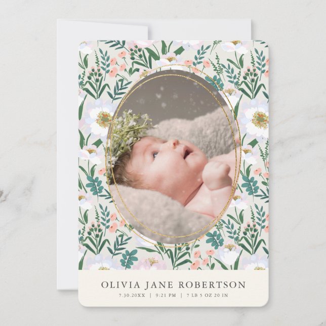 Faire-part de naissance photo fleur sauvage Sage G (Devant)
