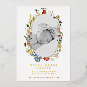 Faire-part de naissance photo fleur sauvage Wreath