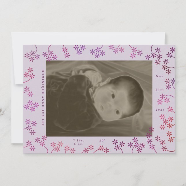 Faire-part de naissance photo Floral 2 (Devant)