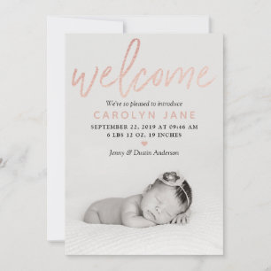 faire-part de naissance photo Gold Foil Rose "Bien