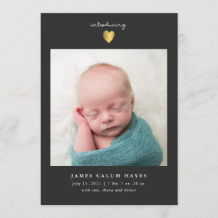 Faire-part de naissance photo Gold Heart Boy