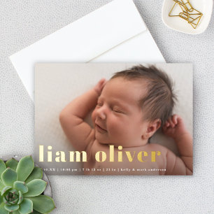 Faire-part de naissance photo grand nom moderne en