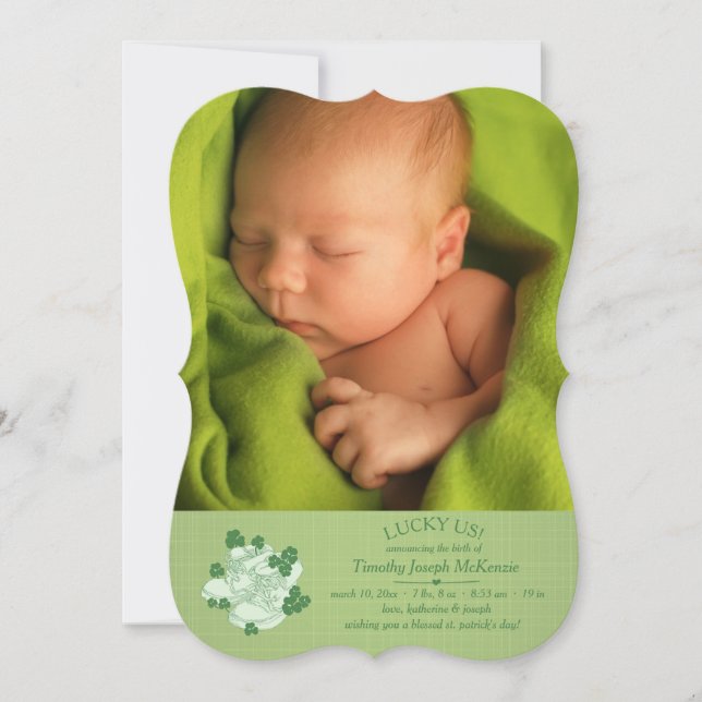 Faire-part de naissance photo Green Boties (Devant)