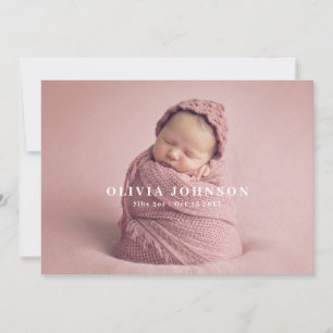 Faire-part de naissance photo minimal pour bébé mo