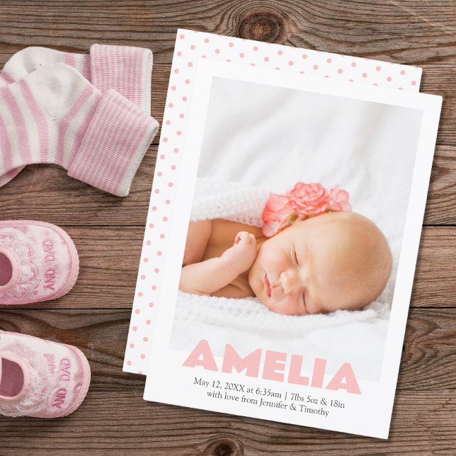 Faire-part de naissance photo minimal pour fille r (Créateur téléchargé)