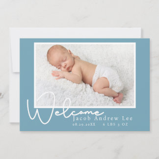 Faire-part de naissance photo moderne Blue Baby
