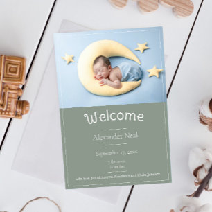 Faire-part de naissance photo moderne Sage Green