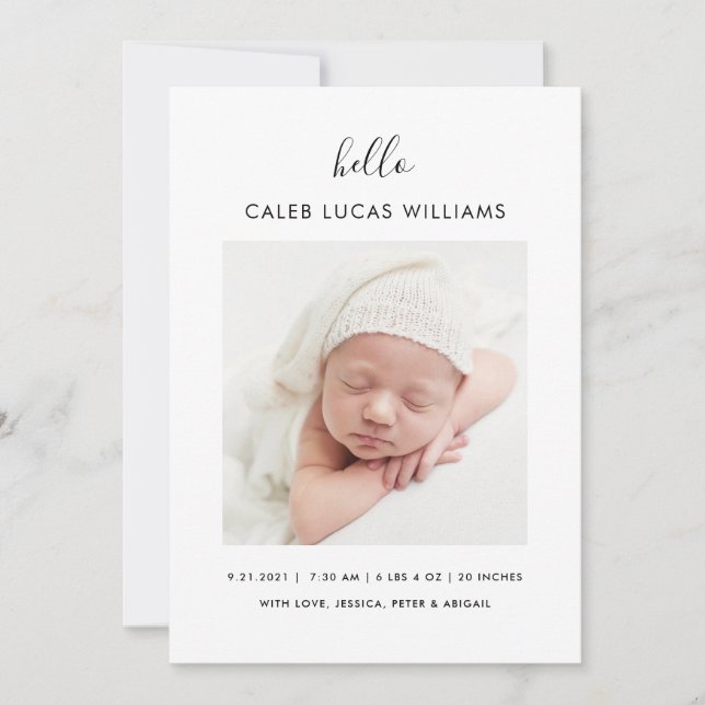 Faire-part de naissance photo moderne simple (Devant)