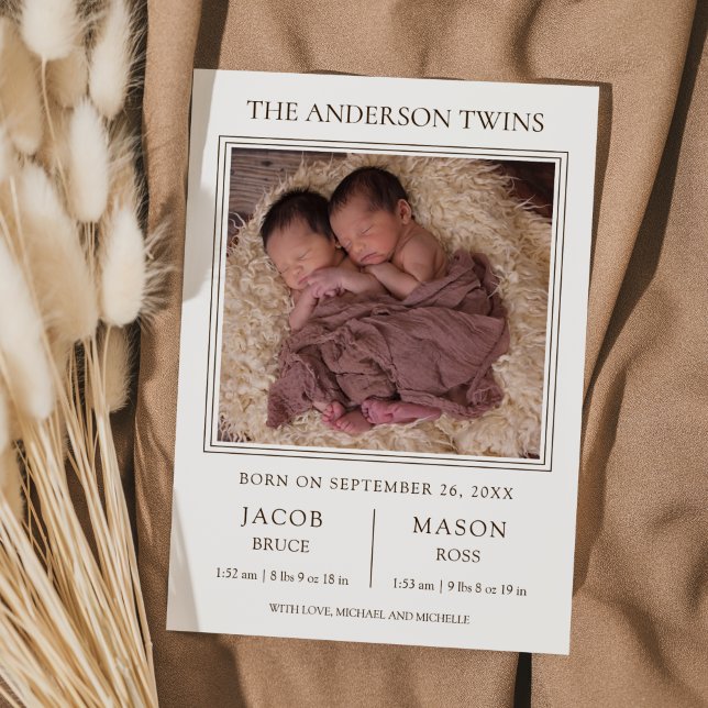 Faire-part de naissance photo moderne Sweet Twins (Créateur téléchargé)