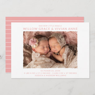 Faire-part de naissance photo moderne Twin