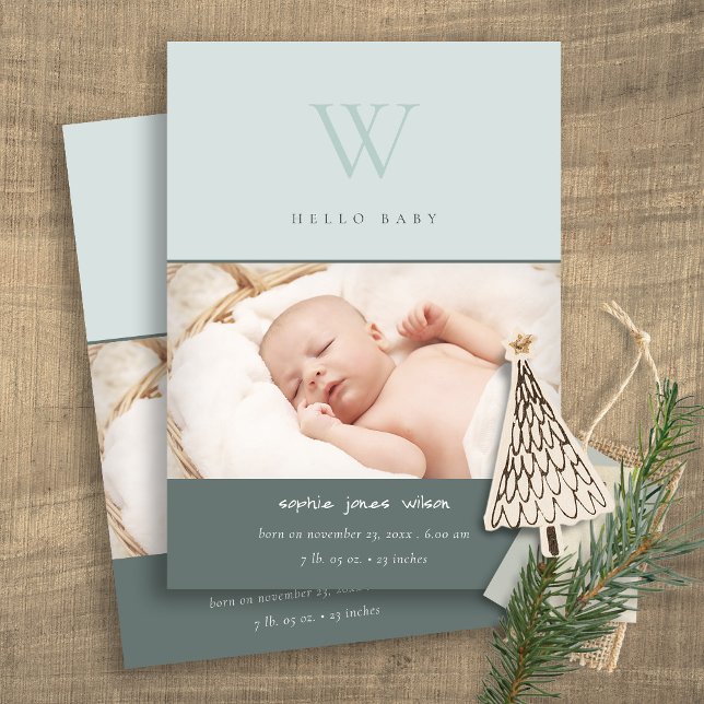 Faire-part de naissance photo monogramme minimum b (Créateur téléchargé)