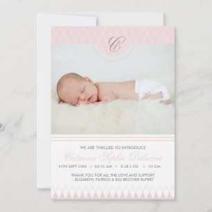Faire-part de naissance photo Motif rose diamant
