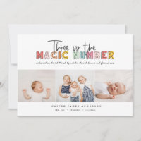 Faire-part de naissance photo multiple trois enfan