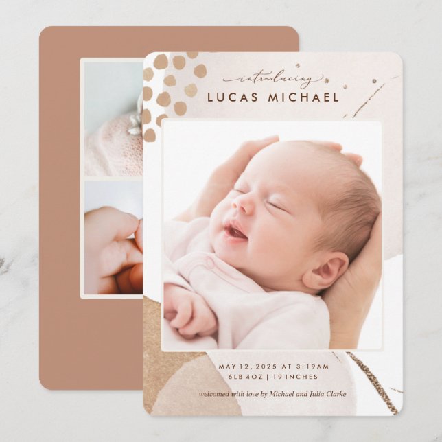 Faire-part de naissance photo Neutral Boho Waterco (Devant / Derrière)