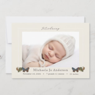 Faire-part de naissance photo Papillons Woodland