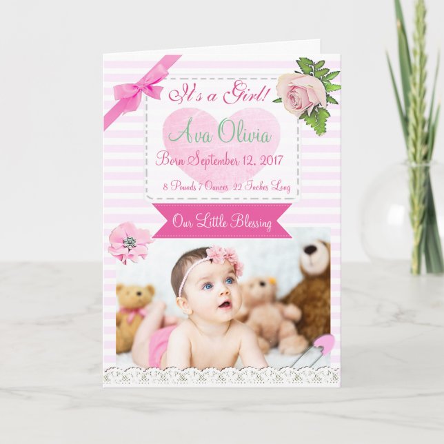 Faire-part de naissance photo personnalisée Rustic (Devant)