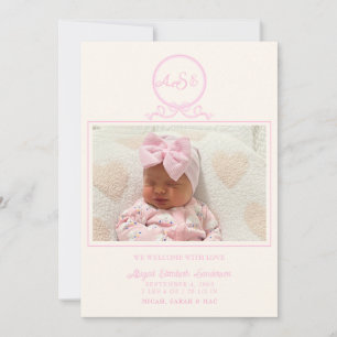 Faire-part de naissance photo Pink Bow