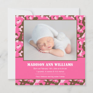 Faire-part de naissance photo Pink Camo Baby